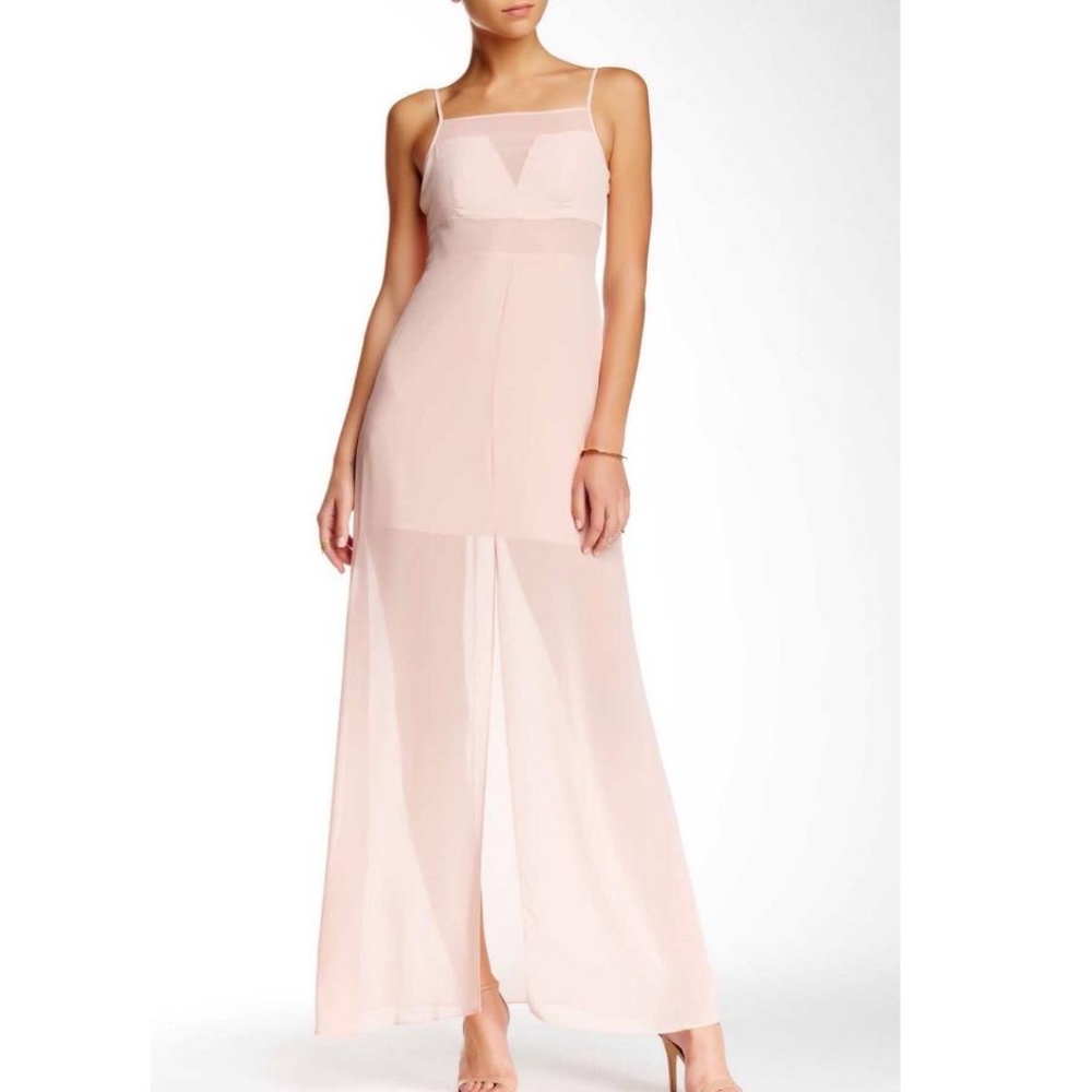 BCBGeneration Pink Maxi Dress Sheer Cut Out Small